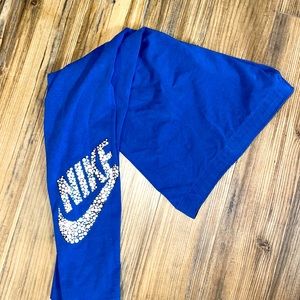 Nike leggings cotton with side leg Logo NAVY and silver like new MEDIUM